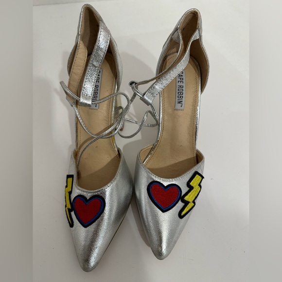 Cape Robbin Metallic Silver Block Heel Patches Flamingo Rainbow Sandals Size 8 - Picture 11 of 13